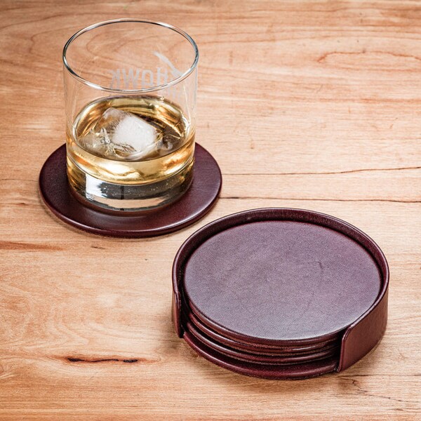 Mocha Leather Coaster Set